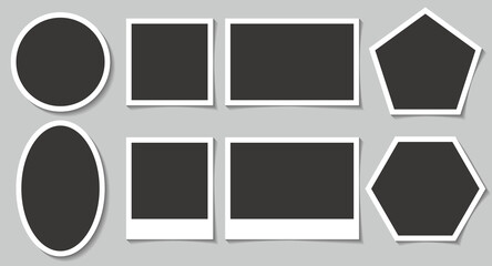 Blank photo frame set in different shapes, polygon