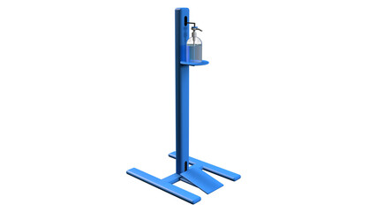 Hands Free Sanitizer Stand, this equipment without touching hand sanitizer,  touchless equipment concept,3D rendering on white background with clipping mask.