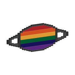 Rainbow gay pride protection symbol in virus protective mask, flag concept lgbt, 3d vector pixel art.