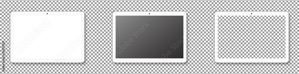 Poster modern tablet display mockup set. realistic tablet mockup isolated on transparent background. realis