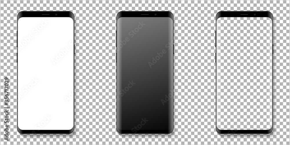 Poster realistic smartphone display mockup set. smartphone mockup isolated on transparent background. reali