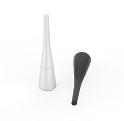 Realistic eyeliner with liquid brush. Container of cosmetic product for makeup and beauty eyes. 3d illustration 