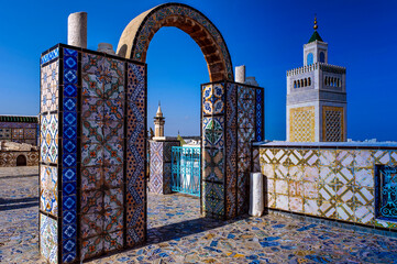 Tunisia. Tunis. The minaret of the great mosque Zaytuna view from the terraces