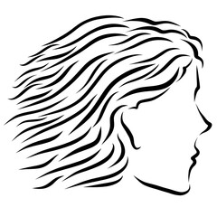 head of a young man with lush hair from the wind