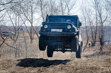 Fototapeta na wymiar Russian jeep off-road