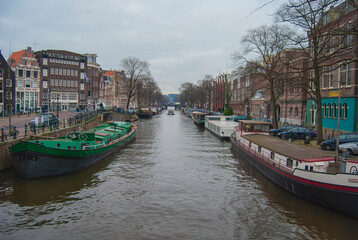 A canal in the heart of Amsterdam, Holland