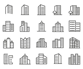 Buildings line icons. Urban Architecture, City Skyscraper