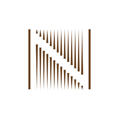 Initial N letter with brush grid effect and line art style logo icon design illustration