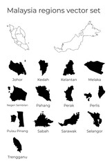 Naklejka premium Malaysia map with shapes of regions. Blank vector map of the Country with regions. Borders of the country for your infographic. Vector illustration.