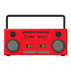 Cassette recorder, red machine for recording and listening to cassettes