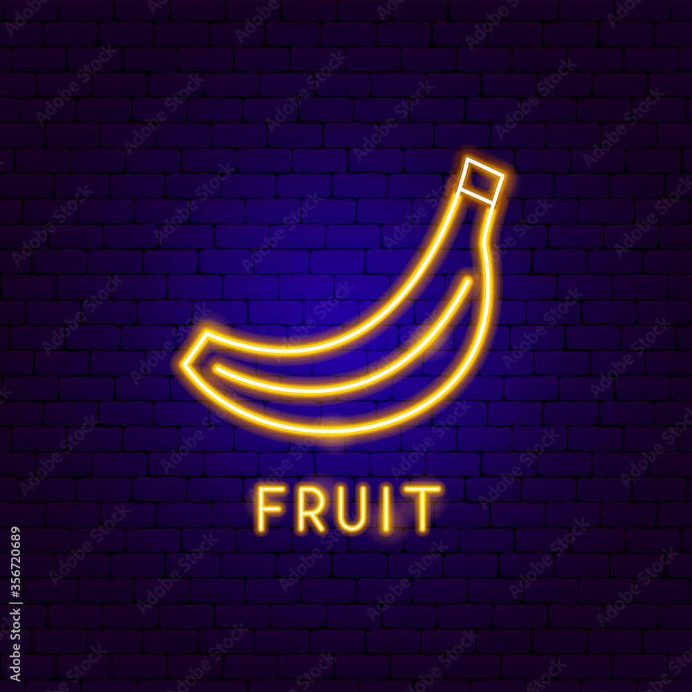 Sticker fruit neon label