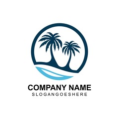 Fototapeta na wymiar Coconut tree summer logo template vector illustration