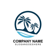 Coconut tree summer logo template vector illustration