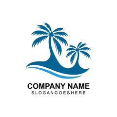 Coconut tree summer logo template vector illustration