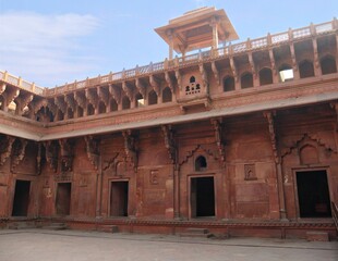 Jahangiri Mahal at the Agra Red Fort, a UNESCO Heritage site in India.