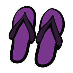 Slippers in doodle summer set. Hand drawn vector illustration for greeting cards, posters, stickers and seasonal design.