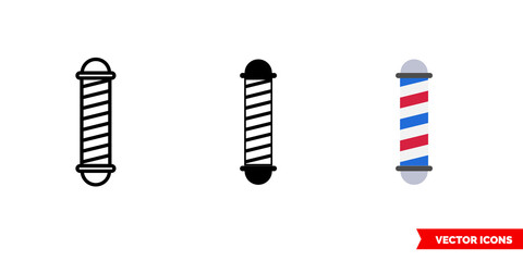 Barber pole icon of 3 types. Isolated vector sign symbol.