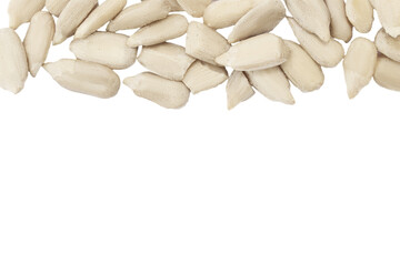 peeled seeds top view, place for an inscription.