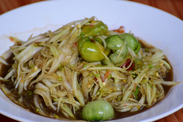 Traditional papaya salad, food culture in Indochina