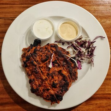 Juicy Grilled Chicken breast with Mayonnaise and Salad. Al Faham (Arabian Dish)