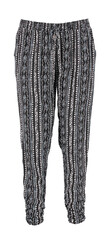 Gray with a pattern harem pants. High cut harem pants.  Isolated image on a white background. Elastic band on the legs.