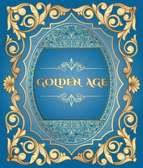 Golden ornate decorative vintage label
