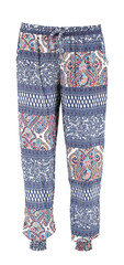 Harem blue  pants with pattern. High cut harem pants.  Isolated image on a white background....