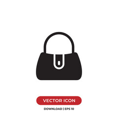 Handbag icon vector. Simple filled woman handbag sign