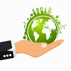 world Green ECO City Green ECO sign vector