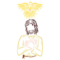 The dove above the head of Jesus, the Son of God