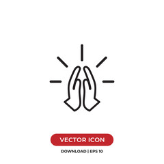 Pray icon vector. Prayer sign