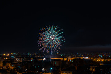 fireworks over the night city