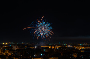 fireworks over the night city