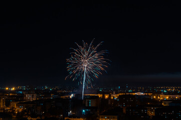 fireworks over the night city