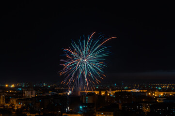 fireworks over the night city