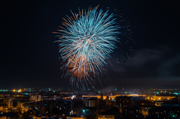 fireworks over the night city