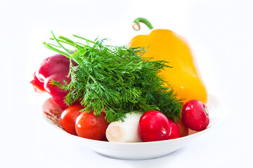 plate with fresh colorful vegetables