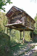 A construction for storing crops in a village in Georgia, made to protect the crop from bears and rodents