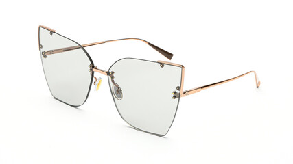 Sunglasses isolated on white background. Sun glasses summer woman accessories gold color. Front view