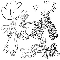 groom invites the bride to a hut instead of a house
