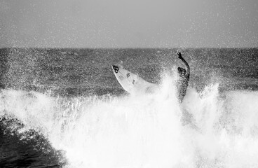 Surfing passion at the sea.