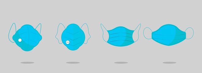 Coronavirus Protection Medical Mask Set Concept, Realistic Premium Vector Illustration.