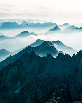Aerial view of S&permil;ntis mountain, Switzerland