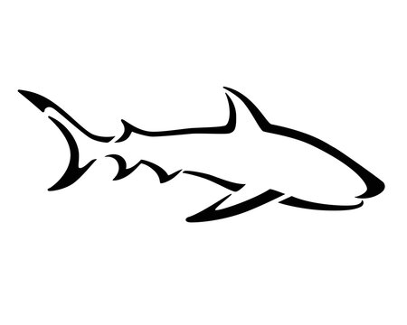 Shark - stylized vector sign for logo or pictogram. Shark - a predatory ocean dweller - elegant, stylish icon. Corporate identity shark