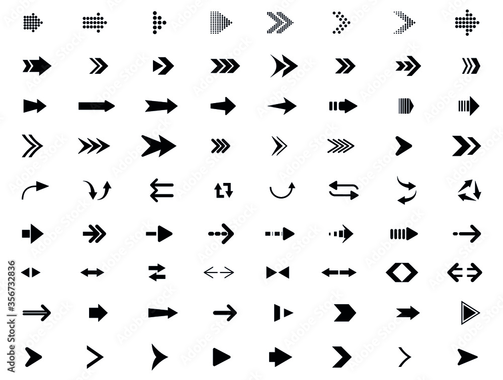 Poster arrows icons collection in black color best arrows to used, most popular arrows