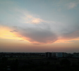 sunset over the city