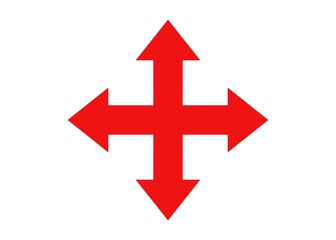 red cross pointer move navigation ways icon isolated on white background 