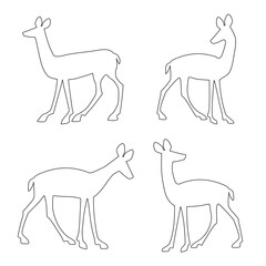 deer black outline silhouette vector illustrations 