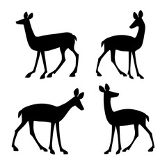 deer black silhouette vector illustrations