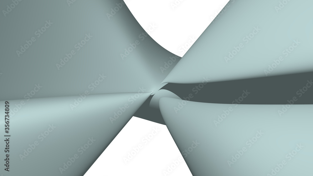 Aufkleber mathematical shape made of pale turquoise monochromic 3d curved abstract background image made of pl